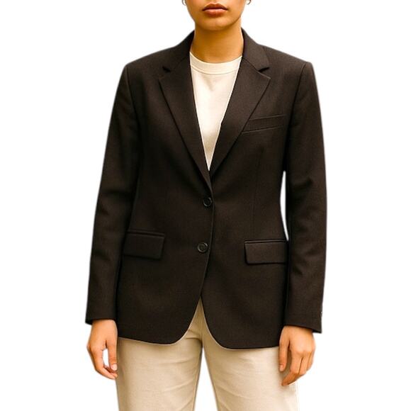 Talbots Luxe Wool Blend Blazer Jacket 2 Buttons Dark Brown Size 18WP - Picture 1 of 9